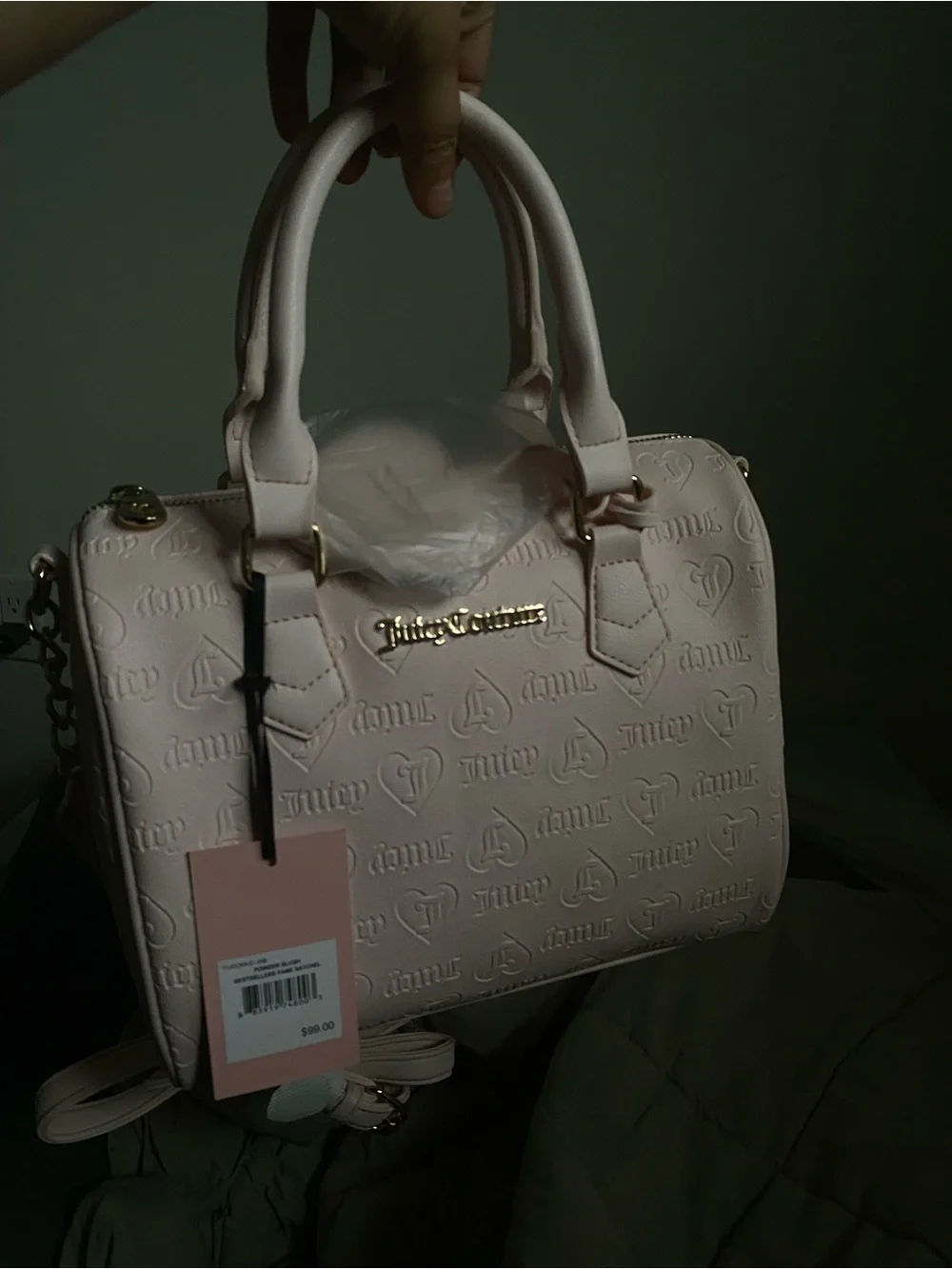 Juicy Couture Pale Pink Embossed Satchel with Gold Hardware
